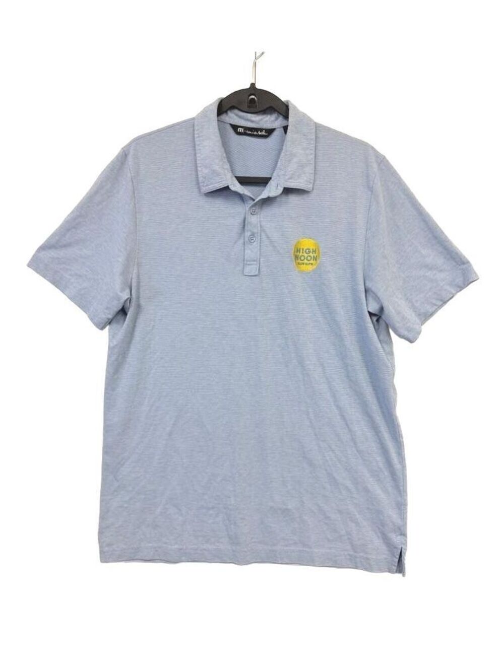 TravisMathew Men’s Blue High Noon Logo Pima Cotton Golf Polo Shirt Large